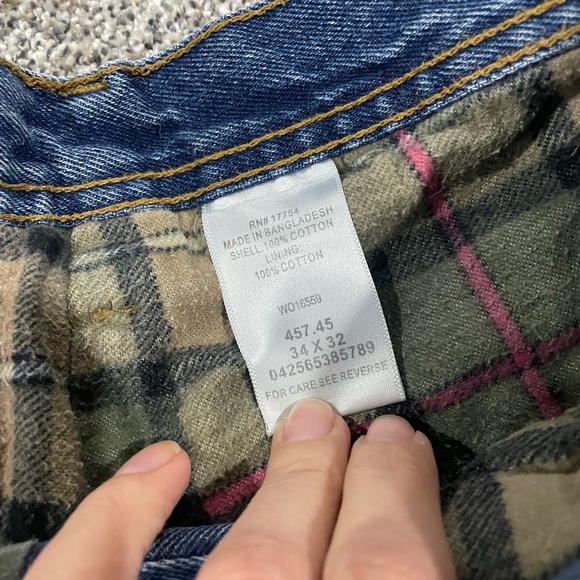 Lakin MCKey EUC flannel lined carpenter Blue Denim Jeans 34x32 vintage - Picture 6 of 11